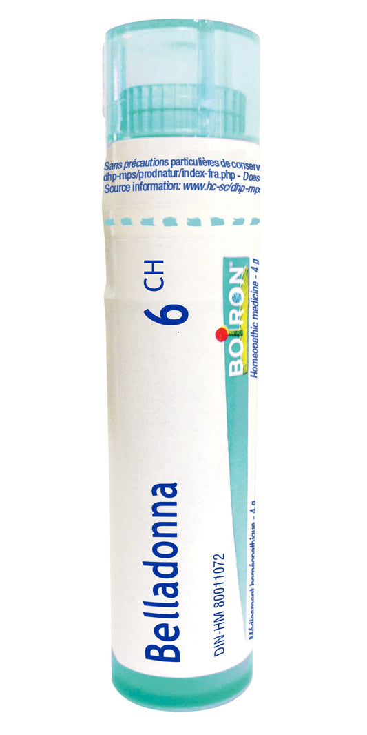Boiron Belladonna 6ch,Homeopathic medicine. Each tube contains 4 g (approximately 80 pellets)