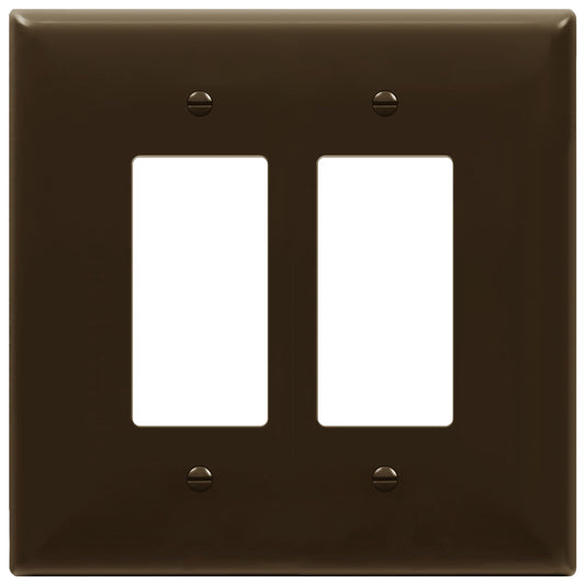 ENERLITES Double Decorator Switch Cover, Two Gang Outlet Wall Plate, Gloss Finish, Oversized 2-Gang 5.50" x 5.50", Unbreakable Polycarbonate Thermoplastic, UL Listed, 8832O-BR, Brown