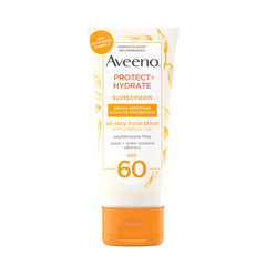 Aveeno Protect + Hydrate Moisturizing Body Sunscreen Lotion, SPF60 Broad Spectrum & Prebiotic Oat, Oil-, Oxybenzone- & Paraben-Free, Water & Sweat Resistant (80-min), Non-Greasy, Travel Size 3.0 Fl Oz