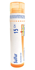 Boiron Sulfur 15ch,Homeopathic medicine. Each tube contains 4 g (approximately 80 pellets)