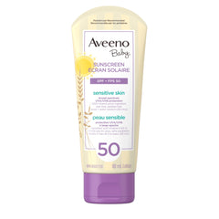 Aveeno Baby Mineral Sunscreen Lotion SPF 50-100% Naturally Sourced Zinc Oxide for Sensitive Skin - Water Resistant - 88 mL