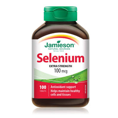 Jamieson Extra Strength Selenium 100 mcg, Antioxidant Support, Prevents Selenium Deficiency, Supports Prostate Health, Colon Health, and a Healthy Thyroid Gland. Vegetarian, Non-GMO, Gluten-Free, 100 Tablets, Proudly Canadian