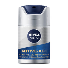 NIVEA MEN Active-Age Face Moisturizer, Men's Face Cream with Hyaluronic Acid, Anti Wrinkle Cream for Men, Skin Firming Cream Provides 24H Hydration, Dermatologically-Tested Skin Care, 50mL