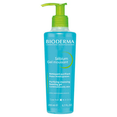 Bioderma Sébium Foaming Gel Gentle Face Cleanser Pump, Makeup Removing Cleanser, Skin Purifying Face Wash for Combination to Oily Skin, 6.7 Fl Oz