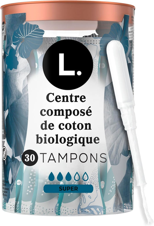 L. Cotton Tampons Regular/Super Absorbency Multipack, Contains an Organic Cotton Core, Made Without Synthetic Pesticides, or Fragrances, Applicator Made Without BPA, 42 Count