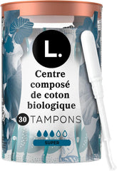 L. Cotton Tampons Regular/Super Absorbency Multipack, Contains an Organic Cotton Core, Made Without Synthetic Pesticides, or Fragrances, Applicator Made Without BPA, 42 Count