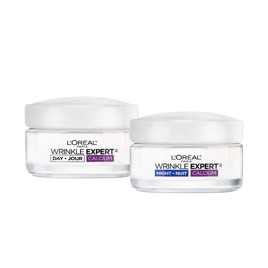 L'Oreal Paris Anti-Aging Face Cream 55+, Day + Night Skincare Kit, Wrinkle Expert, With Calcium to Reduce the Look of Wrinkles, 50mL