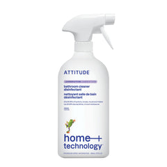 ATTITUDE Bathroom Disinfectant Cleaner, Kills 99.99% of Germs & Viruses, For Shower, Tub, Toilet & Tile, Vegan & Plant-Based, Made in Canada, Lavender & Thyme Scent, 800 mL