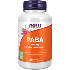 NOW Supplements, PABA (Para-Aminobenzoic Acid) 500 mg, B-Complex Family, 100 Capsules