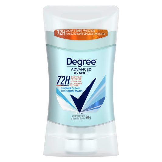 Degree Advanced Antiperspirant Stick Deodorant for 72H Sweat & Odour Protection Shower Clean with MotionSense Technology, 48g