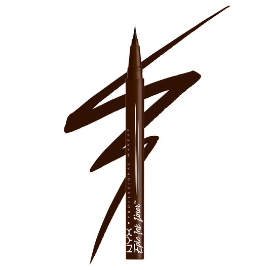 NYX Professional Makeup Epic Ink Liner, Waterproof Liquid Eyeliner, Flake Resistant & Smudge-Proof Formula, Flexible Brush Tip, Intense Pigment, Matte Finish, Shade: Milk Chocolate (Medium Brown)