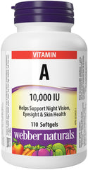 Webber Naturals Vitamin A 10,000 IU, 110 Softgels, Helps Support Eye and Skin Health