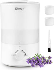 Levoit Humidifiers for Bedroom Large Room, 3L Cool Mist Top Fill Oil Diffuser for Baby Nursery and Plants, 360 Degree Nozzle, Quiet Rapid Ultrasonic Humidification for Home Whole House, White