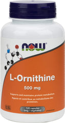 NOW Supplements L-Ornithine 500 mg Veg Capsules, 120 Tablets