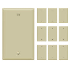 ENERLITES Blank Device Wall Plate, Gloss Finish, Standard Size 1-Gang 4.50" x 2.76", Polycarbonate Thermoplastic, 8801-I-10PCS, Ivory (10 Pack)