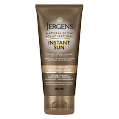 Jergens Natural Glow Instant Sun Sunless Tanning Moisturizer + Bronzer, Light Bronze (180 mL)