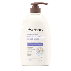 Aveeno Stress Relief Body Wash, Lavender Scent with Nourishing Prebiotic Oat, Sensitive Skin Body Wash for Normal to Dry Skin, Paraben-, Dye-, and Soap-Free, Value Size 975 mL