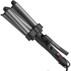 Revlon RV084F Hair Waver 3 Barrel, Tourmaline Ceramic Coating, 30 Heat settings, All Hair Types, Jumbo Size, Shiny Waves, Grey