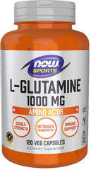 NOW Sports, L-Glutamine, Double Strength 1,000 mg, Amino Acid, 120 Veg Capsules