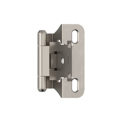 Amerock Cabinet Hinge 1/4 inch (6 mm) Overlay Satin Nickel 2 Pack Self-Closing Partial Wrap Cabinet Door Hinge