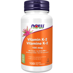 NOW Supplements, Vitamin K-2 100 mcg, Menaquinone-4 (MK-4), Supports Bone Health*, 100 Veg Capsules