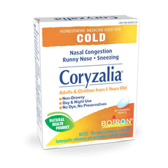 Boiron Coryzalia for colds and cold symptoms, 60 Tablets. Chewable Tablets for nasal congestion, runny nose, rhinitis. Non-drowsy Cold Medicine
