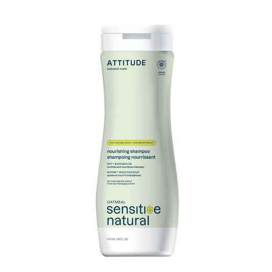 ATTITUDE Nourishing Hair Shampoo for Sensitive Dry Scalp, Made in Canada, EWG Verified, Soothing Oat & Avocado Oil, Dry and Damaged Hair, Vegan and Plant-Based, 473 mL