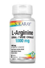 Solaray Free Form L-Arginine 1000mg | Healthy Muscle Recovery, Gastrointestinal & Immune System Support | Non-GMO | Vegan | Lab Verified | 30 Tablets