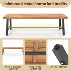 63 Inch 3-Person Acacia Patio Wood Outdoor Backless Bench-Set of 1