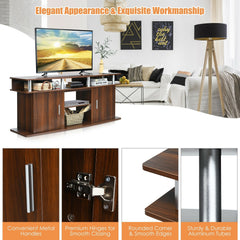 63 Inch TV Entertainment Console Center with 2 Cabinets-Walnut