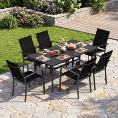 63 inches x 33 inches Rectangle Metal Patio Dining Table for 6-Black