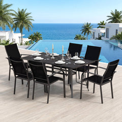 63 inches x 33 inches Rectangle Metal Patio Dining Table for 6-Black