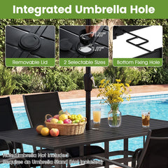 63 inches x 33 inches Rectangle Metal Patio Dining Table for 6-Black