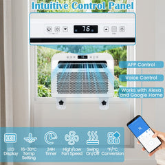 6500 BTU Window AC Unit with WiFi APP Voice Control 24H Timer and Quiet Operation-White
