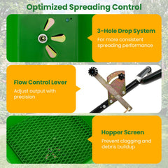 66 LBS Walk-Behind Broadcast Spreader with 13 Inch All-Terrain Tires-Green