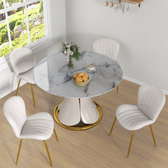 Dining Chairs Set of 4, Modern Accent Chair with Cushioned Backrest, Upholstery for Living Room, Cream White