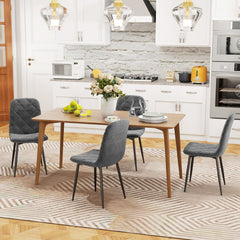 Dining Chairs Set of 4, Upholstered Dining Room Chairs with Steel Legs, Modern Kitchen Chair for Dining Room, Black
