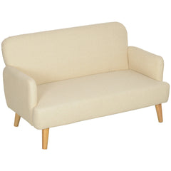 Velvet Feel Fabric 2 Seater Sofa, Small Sofa Loveseat with 8.3" Thick Padding and Wood Legs, Black