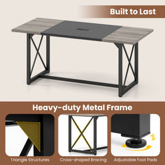 6FT Conference Table with Power Outlets Seats 6-8 People for Office-Natural