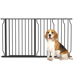 30"- 45" Easy Install Pet Gate w/ Door & Double Locking System, Extra Wide Dog Gate for Stairs, Hallways, White