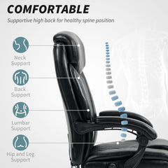 6 Point Massage Office Chair with Remote, Ergonomic Reclining Computer Desk Chair with Footrest, Side Pocket, Black