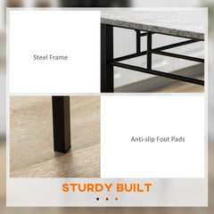 5 Pieces Diner Tables Dining Room Sets for 4 People with Marble Effect Tabletop Padded Chairs and Metal Frame Grey