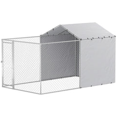 Galvanized Steel Dog Kennel Outdoor with Waterproof & UV-Resistant Cover for Large Dogs, 13.1' x 7.5' x 7.5'