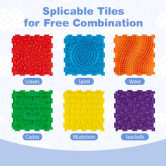 6 PCS Interlocking Sensory Mats with Rich Colors for Kids Adults-Multicolor