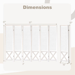 6-Panel Pegboard Room Divider 67 Inches Tall Foldable Privacy Screen