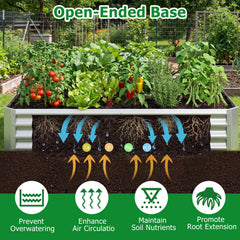6 x 3 x 1 FT Galvanized Raised Garden Bed with Open-Ended Base-Silver