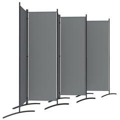 6 Panel Folding Outdoor Privacy Screen with Stable Base, 5.7FT Tall Room Divider with UV30+ Protection, Grey