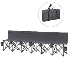 6 Seat Folding Camping Chair with Cup Holder and Carrying Case for Camping, Picnic, Sport Events, Black
