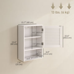 Bathroom Cabinet, Wall Mounted Storage Cabinet with Adjustable Shelves, 40 x 20 x 60 cm, Black