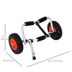 Kayak Cart Dolly with Flat-Free Wheels and Aluminum Frame for Kayaks, Canoes, Paddleboards, Folding Design, Silver
